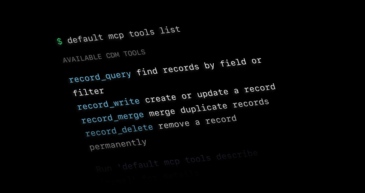 Terminal listing available CDM record tools