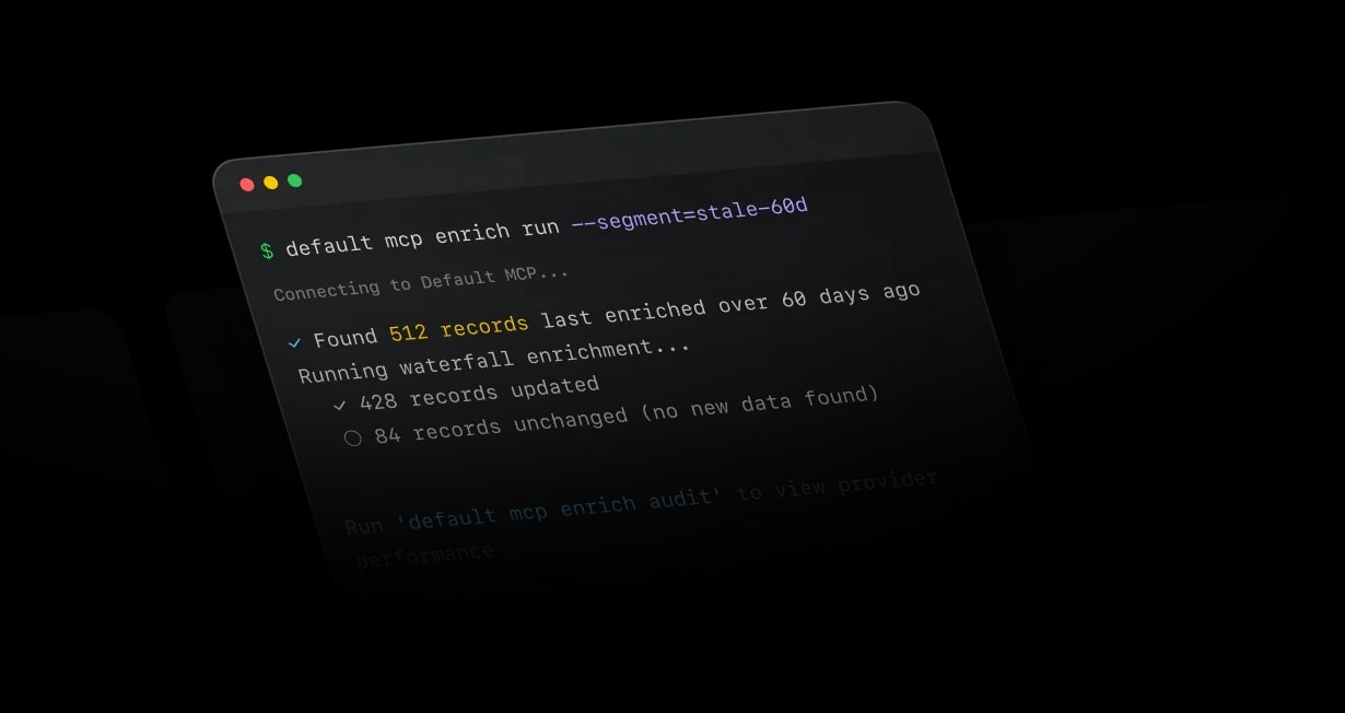 Terminal running a Default MCP enrichment command