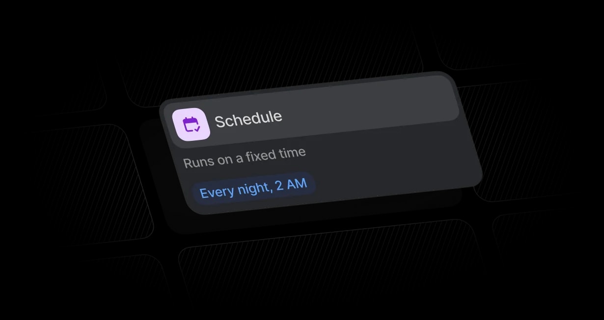 Scheduled trigger card running a nightly enrichment job