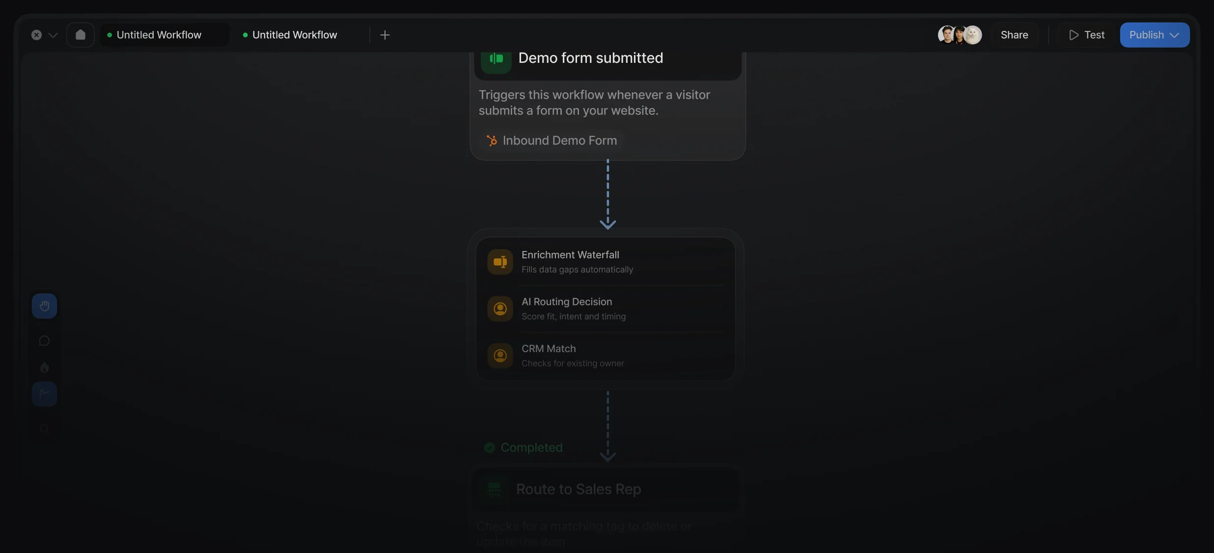 Routing workflow from demo form to assigned sales rep