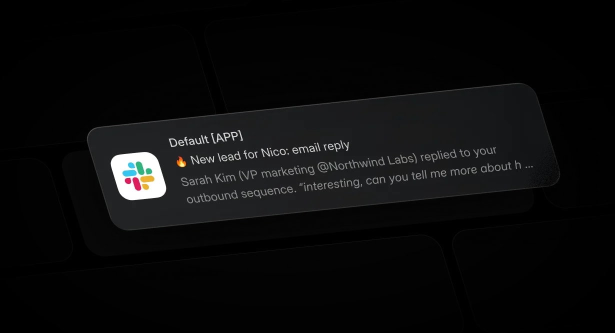 Slack notification alerting a rep to a reply on an outbound sequence