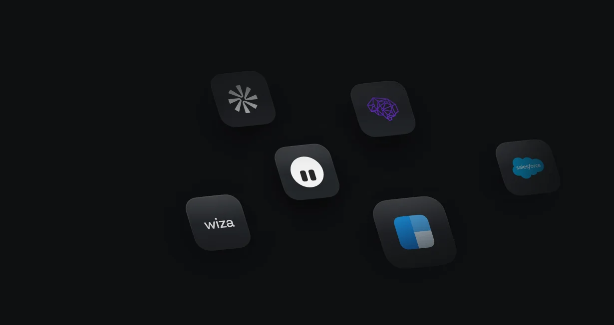 Default logo with the Clearbit, Apollo, People Data Labs, Wiza, and Salesforce logos around it