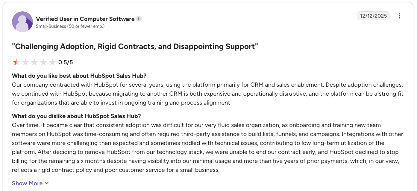HubSpot Sales Hub Customer Reviews