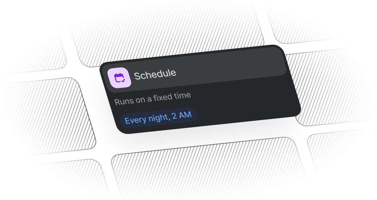 Scheduled trigger card running a nightly enrichment job