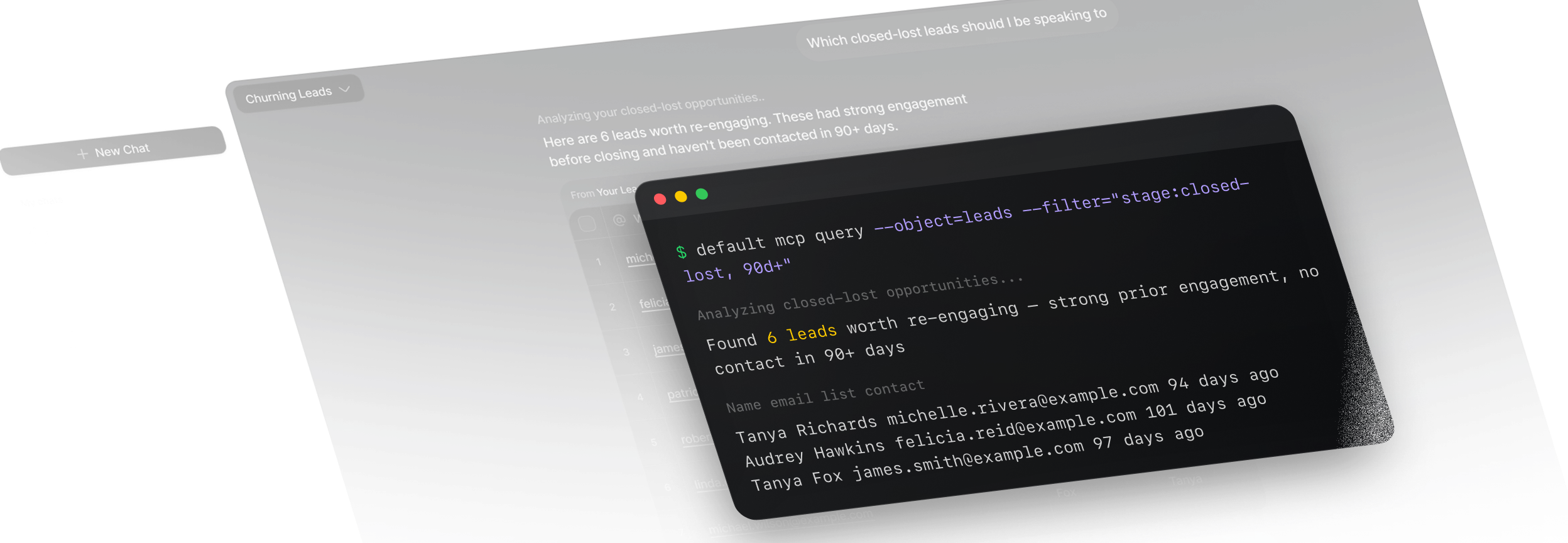 Default app with a terminal running a default mcp query