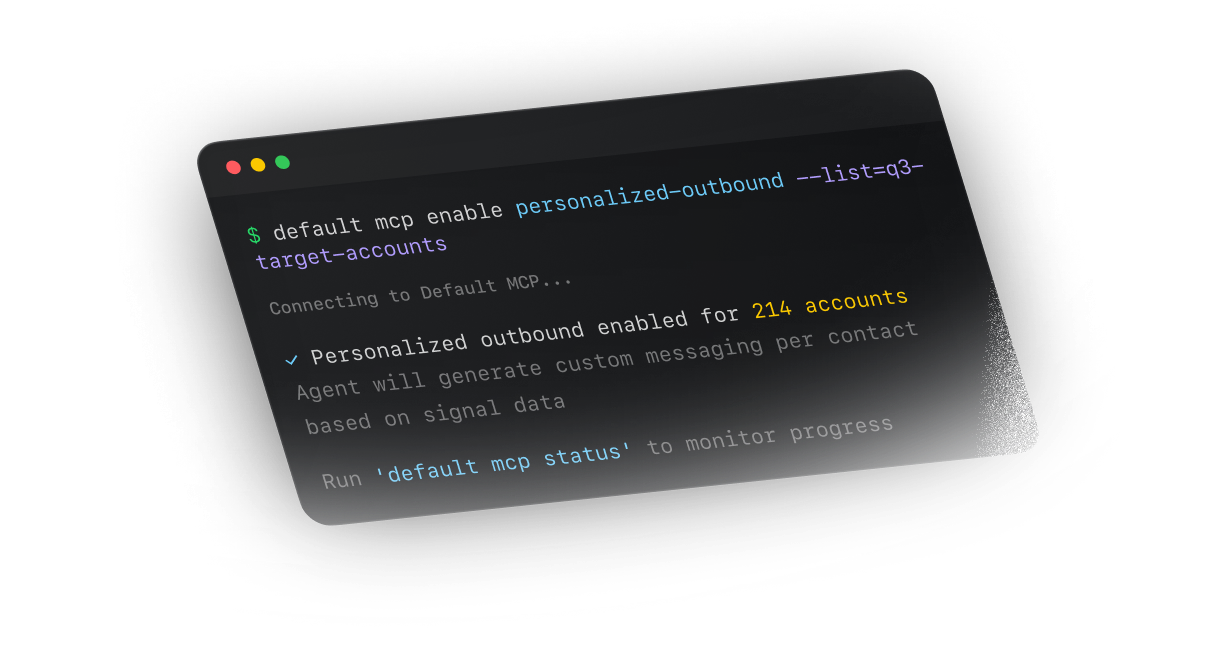 Terminal window managing scheduling from Default MCP