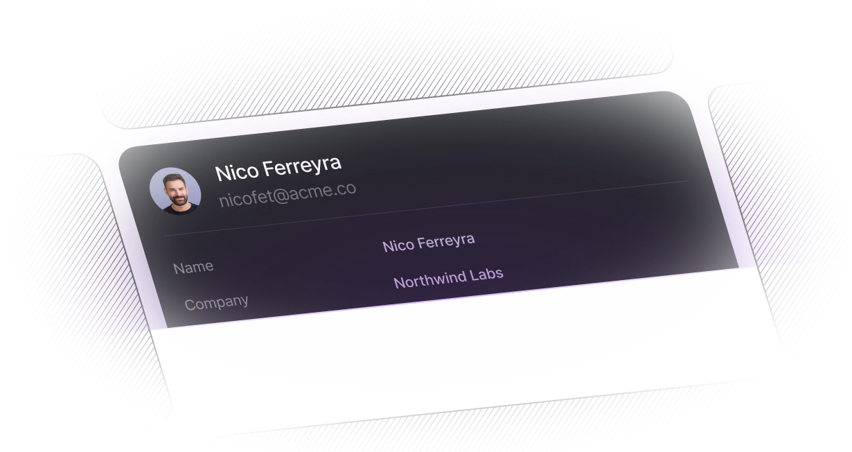 Unknown website visitor card resolving into an identified contact profile