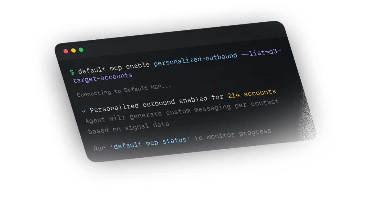 Terminal enabling personalized outbound through Default MCP